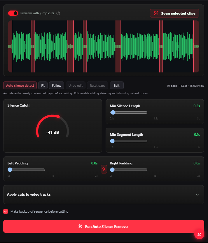 Actual Joker Auto Silence Remover interface